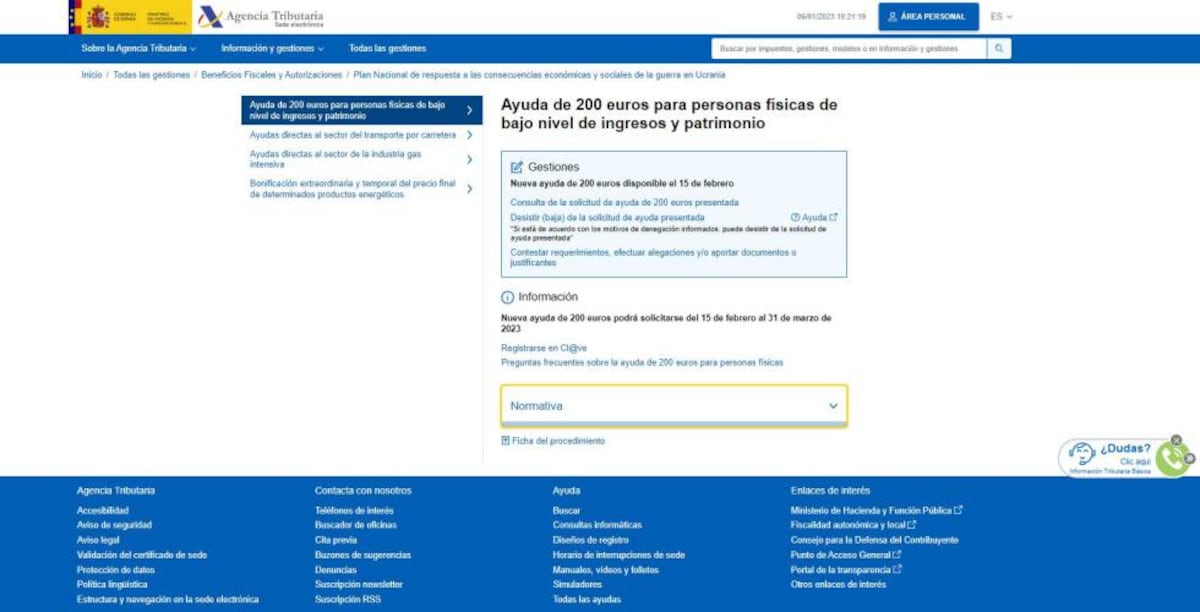 Hacienda activa la página web en la que se podrá pedir la ayuda de 200 ...