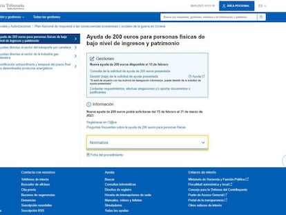 Hacienda activa la página web en la que se podrá pedir la ayuda de 200 euros