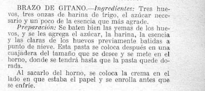 La receta de brazo de gitano de Carmen de Burgos.