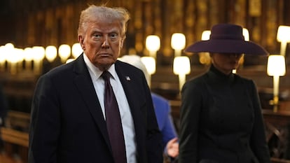 Donald Trump en el castillo de Windsor, Inglaterra, este miércoles.