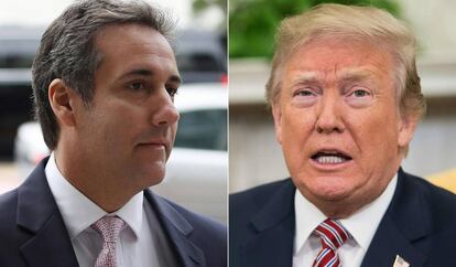 El exabogado de Trump, Michael Cohen (izquierda), y el presidente Donald Trump.