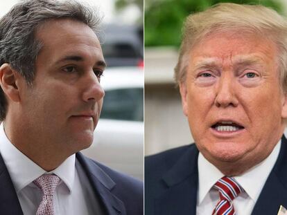 El exabogado de Trump, Michael Cohen (izquierda), y el presidente Donald Trump.