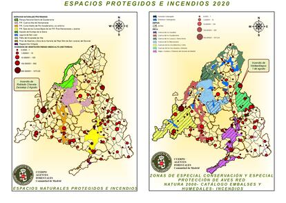 Los incendios en los espacios protegidos de la Comunidad de Madrid.