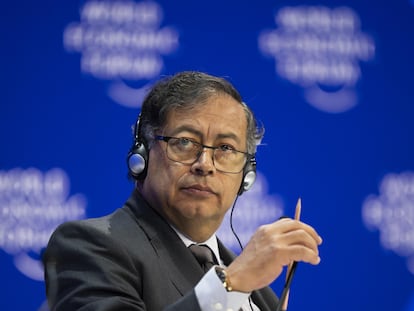 Gustavo Petro, durante su participación en el Foro Económico Mundial, en Davos (Suiza), este miércoles.