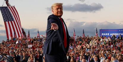 El presidente de EE UU, Donald Trump, en un acto electoral en Florida celebrado el lunes 12 de octubre.