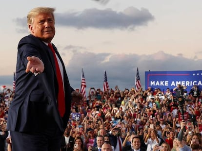 El presidente de EE UU, Donald Trump, en un acto electoral en Florida celebrado el lunes 12 de octubre.