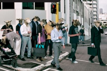 Campaña australiana contra el uso de móviles por parte de los peatones.