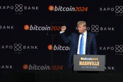 Donald Trump en un evento sobre bitcoin