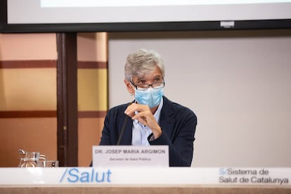 El secretario de Salud Pública de la Generalitat, Josep Maria Argimón,  en una rueda de prensa.