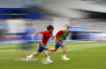 Ejercicios de entrenamiento de la selección española. 