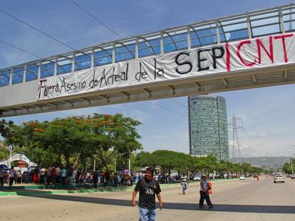Un mensaje de la CNTE en Tuxtla Gutiérrez (Chiapas).