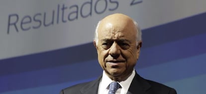 El presidente del BBVA, Francisco Gonz&aacute;lez, poco antes de la rueda de prensa en la sede central del banco para presentar los resultados de la entidad.