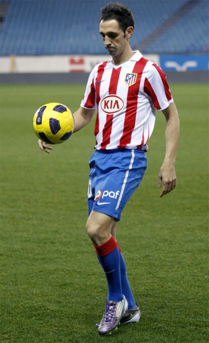 Juanfran, en su presentación del Atlético.