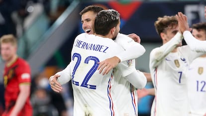 Lucas y Theo festejan un gol ante Bélgica.