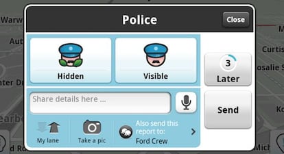 Formulario para avisar de presencia policial en Waze.