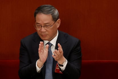 Li Qiang durante la sesión inaugural del congreso nacional del Partido Comunista de China (NPC), en Pekín el 5 de marzo.