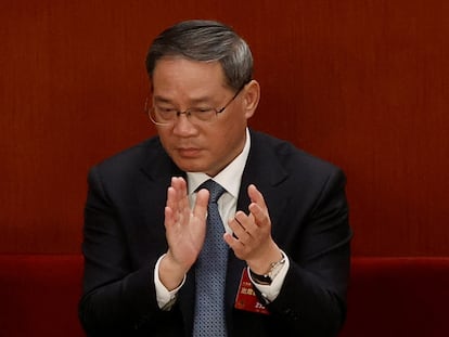 Li Qiang durante la sesión inaugural del congreso nacional del Partido Comunista de China (NPC), en Pekín el 5 de marzo.