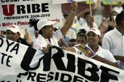 Simpatizantes de Uribe, en el mitin del presidente durante el fin de semana en Valledupar, en el norte de Colombia.