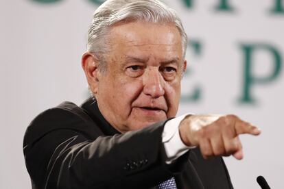 El presidente Andrés Manuel López Obrador, en el Palacio Nacional