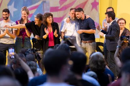 Acto final de campaña electoral de ERC con Oriol Junqueras, Gabriel Rufián y Pere Aragonés. 