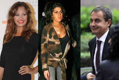 De izquierda a derecha, algunos de los más buscados en España Google: la modelo y participante de 'Supervivientes' Jessica Bueno, la cantante Amy Winehouse y el presidente del Gobierno, José Luis Rodríguez Zapatero.