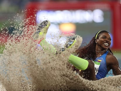 La colombiana Caterine Ibargüen, campeona en salto triple en los olímpicos de Río de Janeiro.
