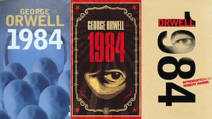 Different covers of George Orwell’s novel 1984.