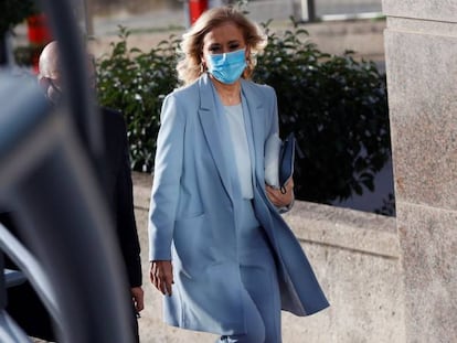 Cristina Cifuentes a su llegada a la Audiencia Provincial de Madrid este viernes para asistir a una última sesión del juicio por el 'caso máster'.