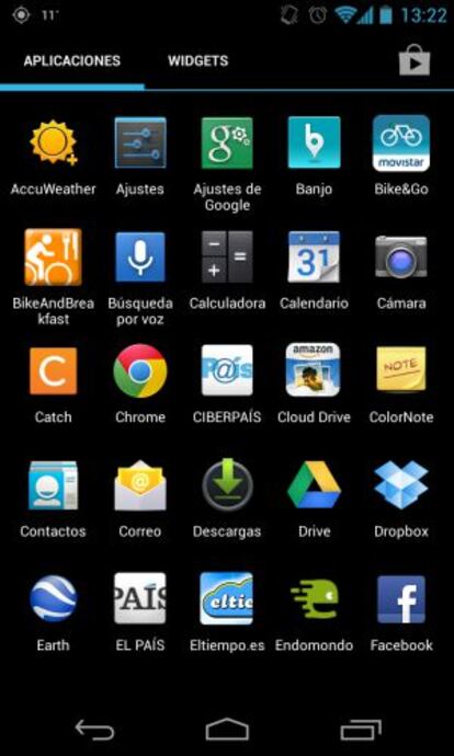 Aplicaciones en un móvil Android.
