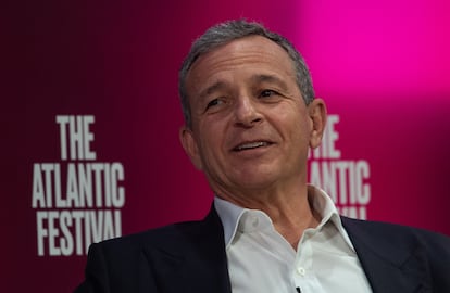 In this file photo taken on September 25, 2019 Disney CEO Bob Iger speaks at the Atlantic Festival in Washington, DC.