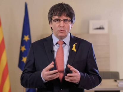 Carles Puigdemont, durant el missatge emès dijous.