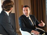 El presidente de Indra, Ángel Escribano, en un foro celebrado este lunes en Madrid.