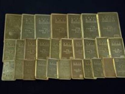 Varios lingotes de oro en una casa de cambio de Seúl (Corea del Sur). EFE/Archivo