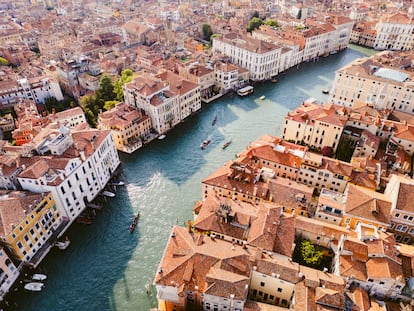 An aerial view of Venice. 