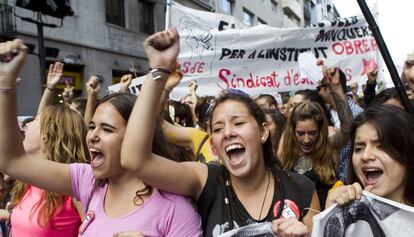 Manifestaci&oacute;n de estudiantes durante los a&ntilde;os de recortes