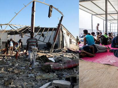 El antes y el después del ataque a un centro de migrantes en Trípoli
