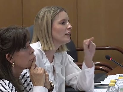 Elisa Vigil, diputada popular en la Asamblea de Madrid, durante su intervención en la sesión de la Comisión de Economía y Empleo.