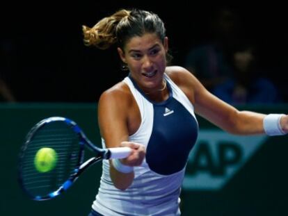 Muguruza, durante el partido de dobles.