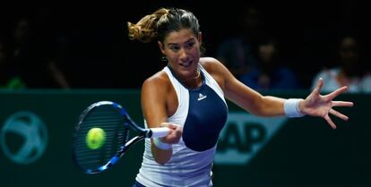 Muguruza, durante el partido de dobles.