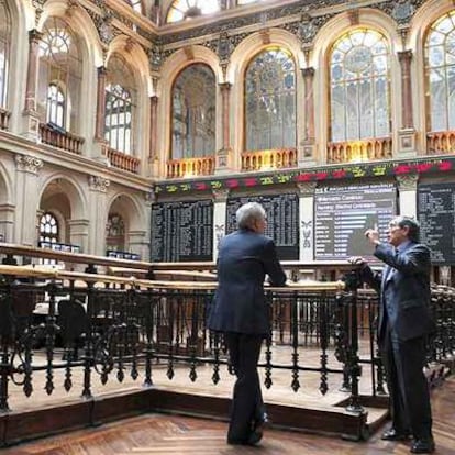 El parqué de la Bolsa de Madrid, durante la sesión de ayer.