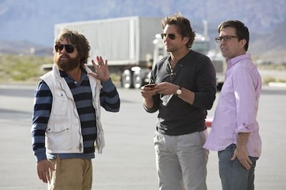 Zach Galifianakis, Bradley Cooper y Ed Helms, en el filme.