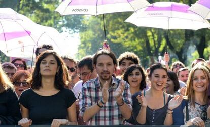  Iglesias en la marcha contra la violencia machista del s&aacute;bado en Madrid.  