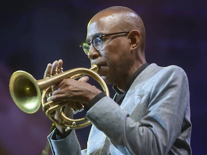 El trompetista de jazz Ron Miles, ayer, en la 54º edición del Festival Heineken Jazzaldia.