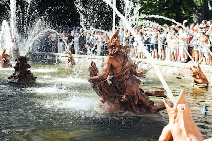 Detalle de la fuente de las Ranas, este viernes.