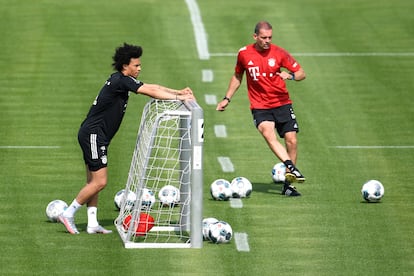 Sané y Broich, durante un entrenamiento del Bayern de la semana pasada.