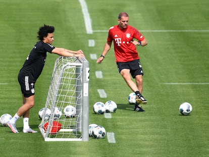 Sané y Broich, durante un entrenamiento del Bayern de la semana pasada.