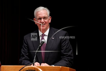 Then-Missouri Gov. Jay Nixon speaks during a news conference on May 13, 2016.