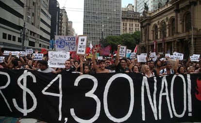 Protesto contra o aumento da passagem em São Paulo no dia 10 de janeiro.