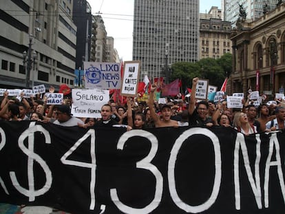 Protesto contra o aumento da passagem em São Paulo no dia 10 de janeiro. 