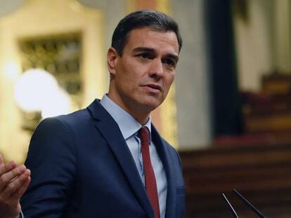  El presidente del Gobierno, Pedro S&aacute;nchez , durante su comparecencia este mi&eacute;rcoles en el &uacute;ltimo pleno del Congreso